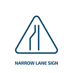 narrow lane sign icon from traffic signs collection. Thin linear narrow lane sign, road, drive outline icon isolated on white background. Line vector narrow lane sign sign, symbol for web and mobile