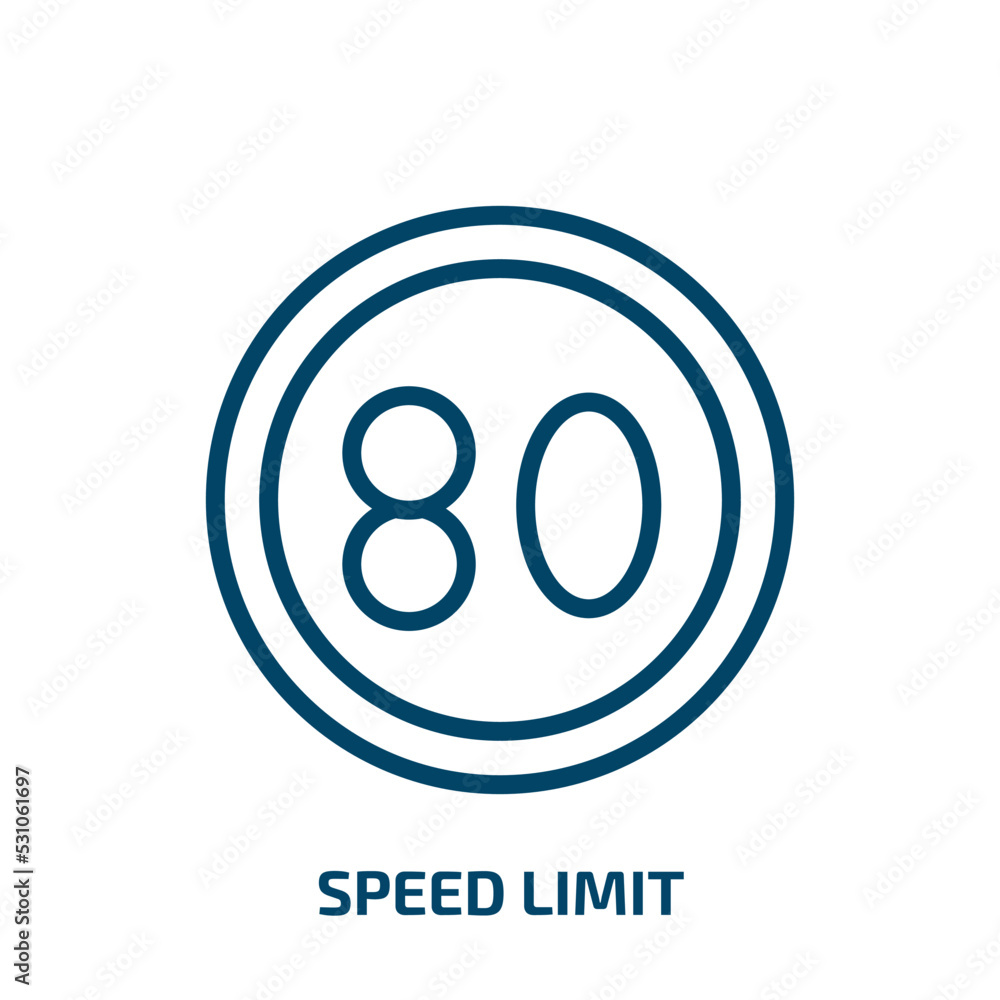 Poster speed limit icon from traffic signs collection. thin linear speed limit, speed, limit outline icon i