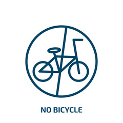 Fototapeta premium no bicycle icon from traffic signs collection. Thin linear no bicycle, bicycle, bike outline icon isolated on white background. Line vector no bicycle sign, symbol for web and mobile