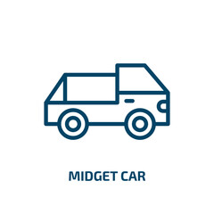 midget car icon from transport collection. Thin linear midget car, auto, drive outline icon isolated on white background. Line vector midget car sign, symbol for web and mobile
