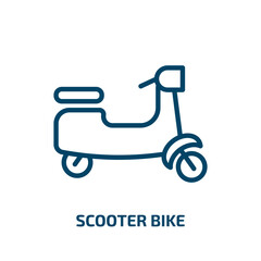 scooter bike icon from transport collection. Thin linear scooter bike, bike, motorcycle outline icon isolated on white background. Line vector scooter bike sign, symbol for web and mobile