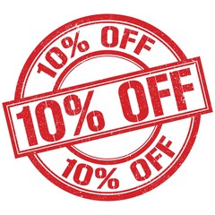 10% OFF written word on red stamp sign