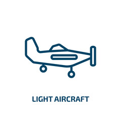 light aircraft icon from transport collection. Thin linear light aircraft, flight, aviation outline icon isolated on white background. Line vector light aircraft sign, symbol for web and mobile