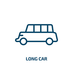 long car icon from transport collection. Thin linear long car, car, auto outline icon isolated on white background. Line vector long car sign, symbol for web and mobile