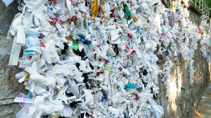 Wishing wall at house of Virgin Mary in Ephesus ancient city. Wishing wall at house of Virgin Mary in Turkey