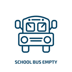 school bus empty icon from transport collection. Thin linear school bus empty, bus, auto outline icon isolated on white background. Line vector school bus empty sign, symbol for web and mobile