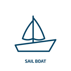 sail boat icon from transport collection. Thin linear sail boat, vacation, boat outline icon isolated on white background. Line vector sail boat sign, symbol for web and mobile