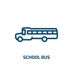 school bus icon from transportation collection. Thin linear school bus, bus, school outline icon isolated on white background. Line vector school bus sign, symbol for web and mobile