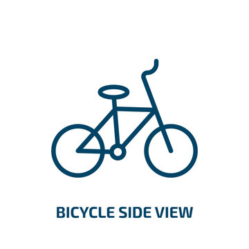 bicycle side view icon from transport collection. Thin linear bicycle side view, bicycle, bike outline icon isolated on white background. Line vector bicycle side view sign, symbol for web and mobile