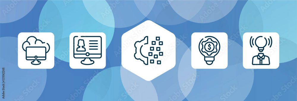 Aufkleber general outline icon set isolated on blue abstract background. thin line icons such as edge computin