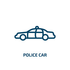 police car icon from transportation collection. Thin linear police car, auto, automobile outline icon isolated on white background. Line vector police car sign, symbol for web and mobile
