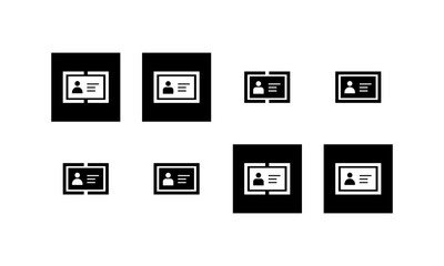 ID Card icon set, driver's license Identification card symbol in flat style.