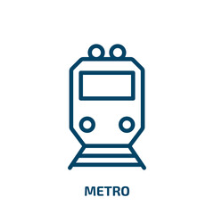 Fototapeta premium metro icon from transportation collection. Thin linear metro, station, traffic outline icon isolated on white background. Line vector metro sign, symbol for web and mobile
