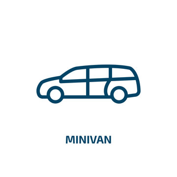 minivan icon from transportation collection. Thin linear minivan, car, auto outline icon isolated on white background. Line vector minivan sign, symbol for web and mobile