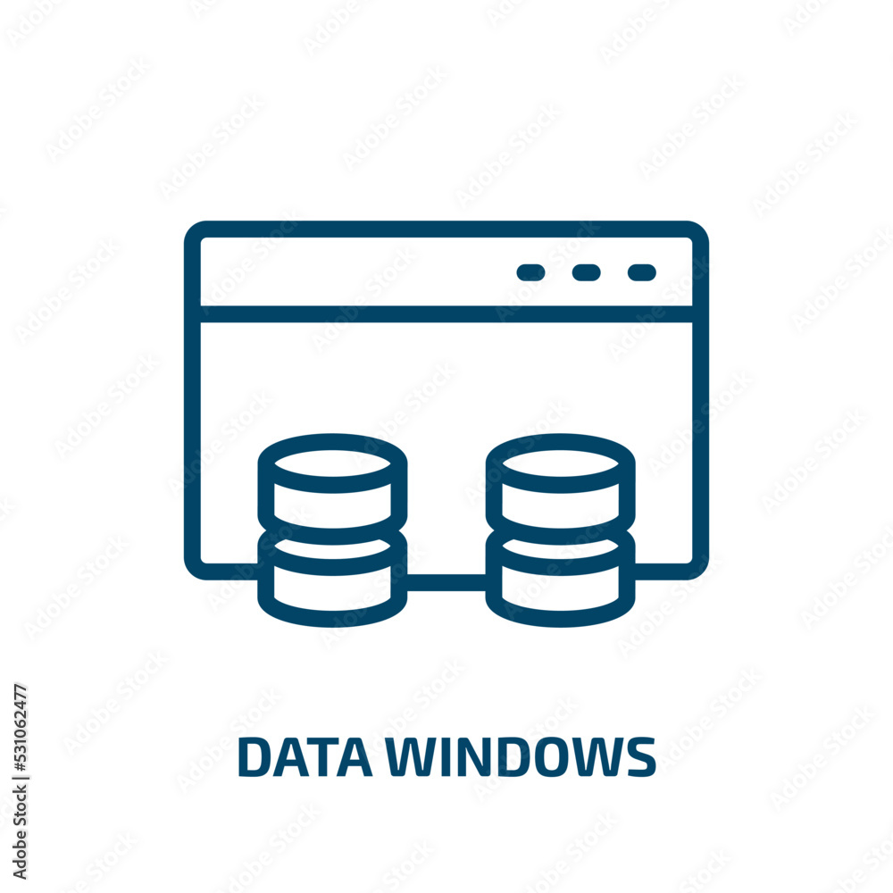 Poster data windows icon from user interface collection. thin linear data windows, data, internet outline i