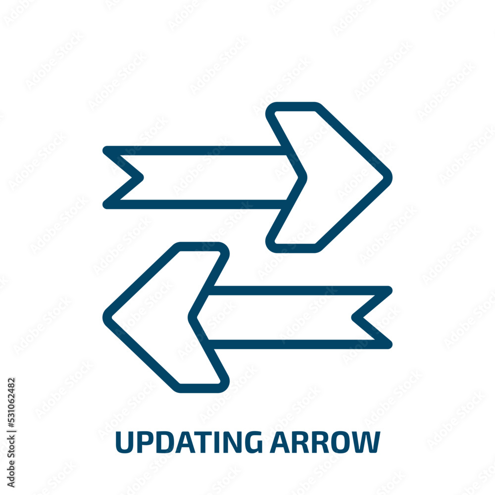Poster updating arrow icon from user interface collection. Thin linear updating arrow, update, refresh outline icon isolated on white background. Line vector updating arrow sign, symbol for web and mobile