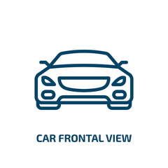 car frontal view icon from transportation collection. Thin linear car frontal view, transport, travel outline icon isolated on white background. Line vector car frontal view sign, symbol for web and