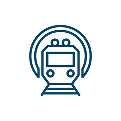 Fototapeta premium icon from transportation collection. Thin linear , train, station outline icon isolated on white background. Line vector sign, symbol for web and mobile