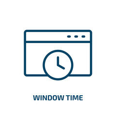 window time icon from user interface collection. Thin linear window time, time, window outline icon isolated on white background. Line vector window time sign, symbol for web and mobile