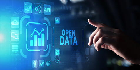 Open data database integration api internet technology concept.