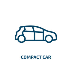 compact car icon from transportation collection. Thin linear compact car, auto, vehicle outline icon isolated on white background. Line vector compact car sign, symbol for web and mobile