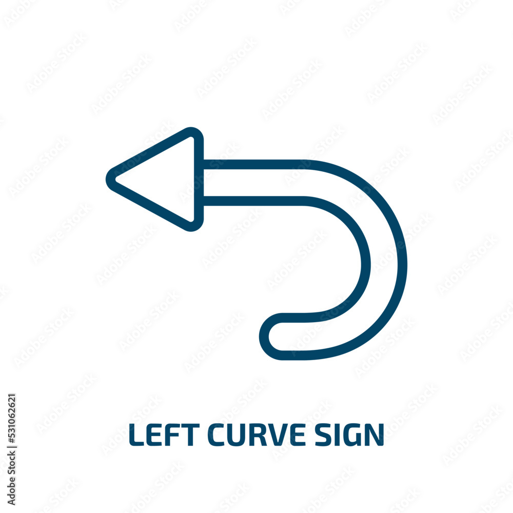 Poster left curve sign icon from user interface collection. thin linear left curve sign, left, curve outlin