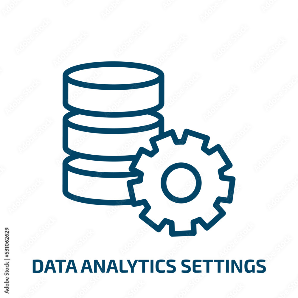 Poster data analytics settings icon from user interface collection. thin linear data analytics settings, da