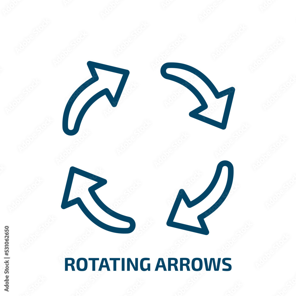 Poster rotating arrows icon from user interface collection. thin linear rotating arrows, arrow, circle outl