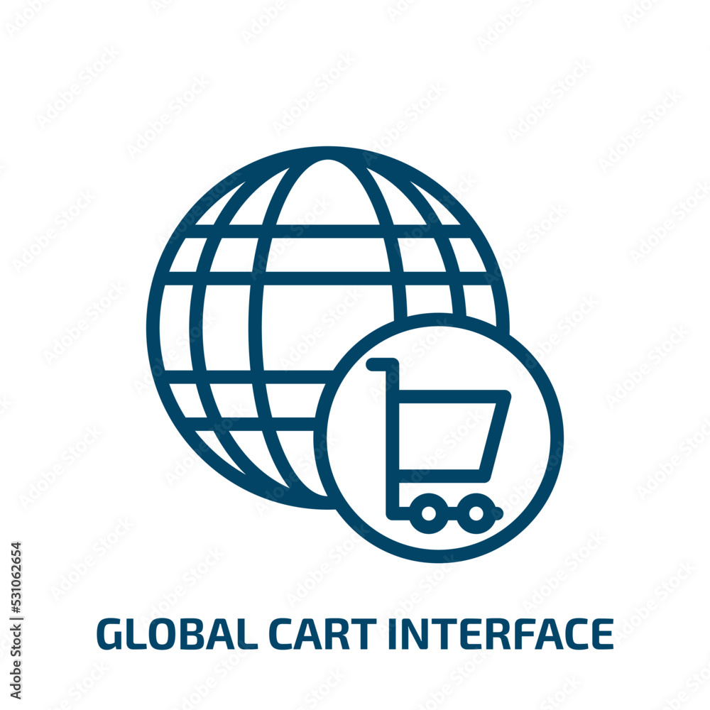Poster global cart interface icon from user interface collection. thin linear global cart interface, cart, 