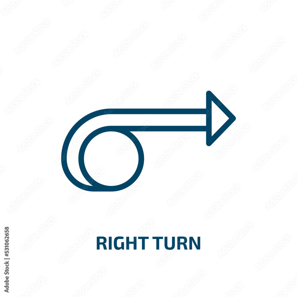 Poster right turn icon from user interface collection. thin linear right turn, right, arrow outline icon is