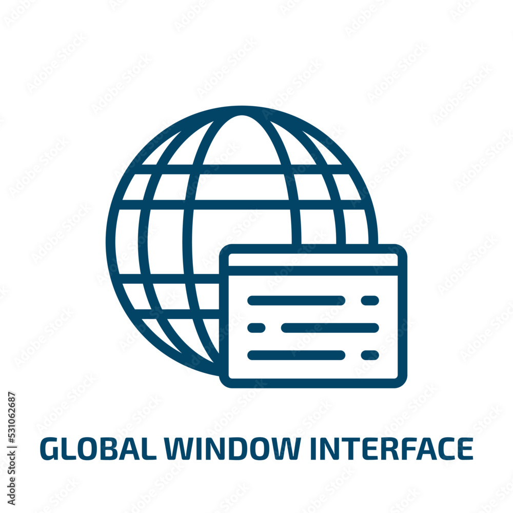 Poster global window interface icon from user interface collection. thin linear global window interface, pa