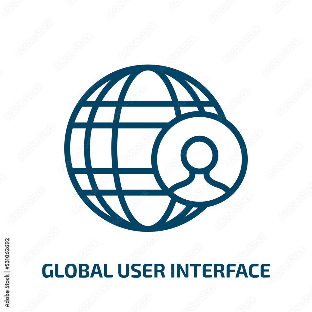 Poster global user interface icon from user interface collection. thin linear global user interface, global