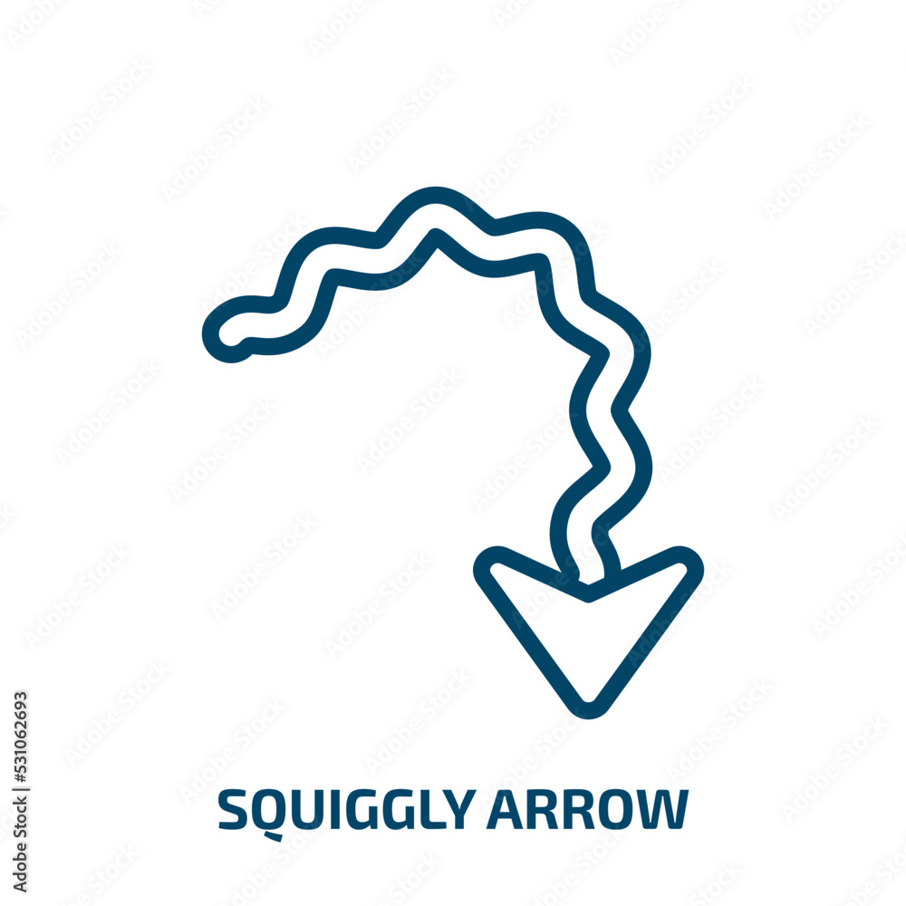 Poster squiggly arrow icon from user interface collection. thin linear squiggly arrow, doodle, sketch outli