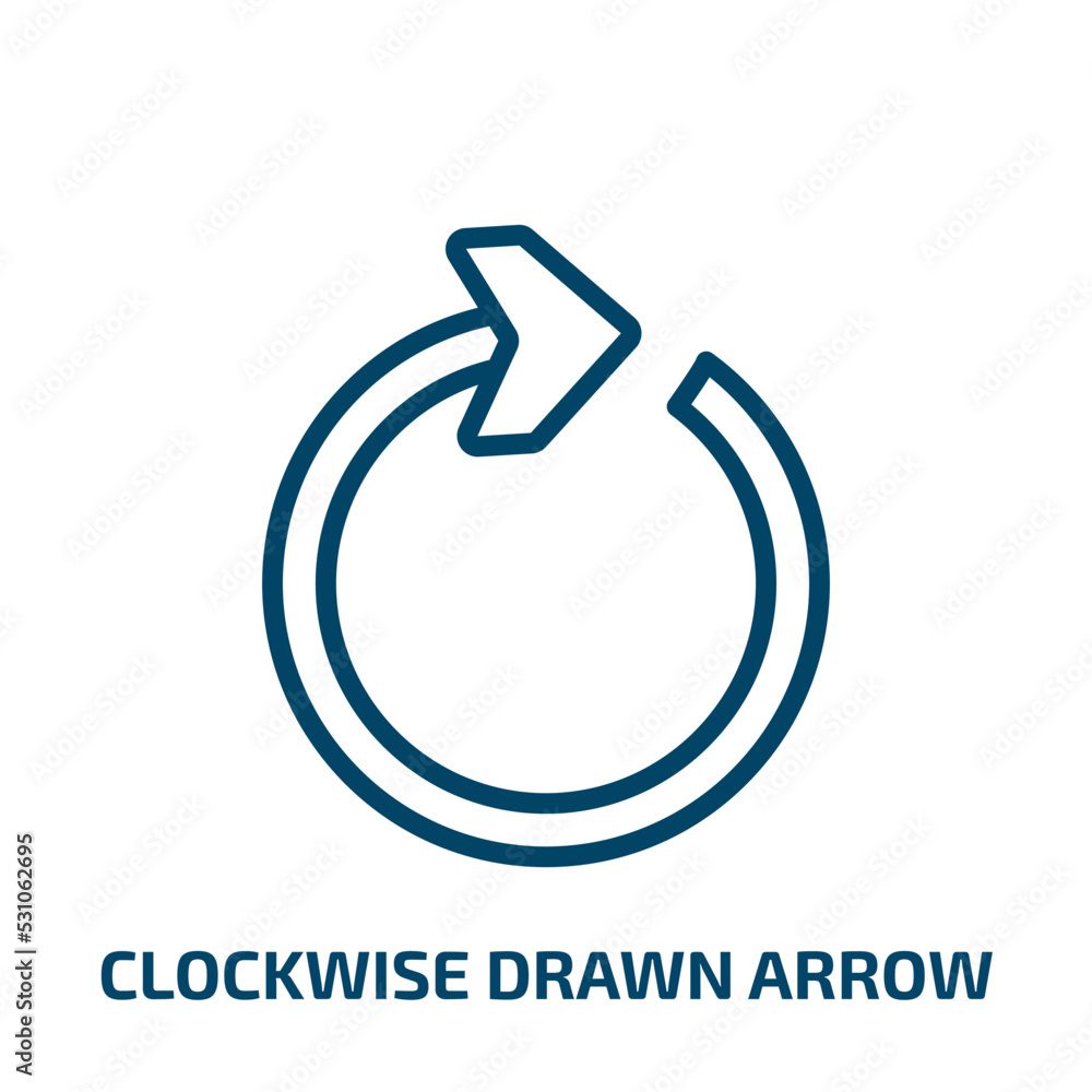 Poster clockwise drawn arrow icon from user interface collection. thin linear clockwise drawn arrow, clockw