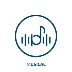 musical icon from user interface collection. Thin linear musical, music, collection outline icon isolated on white background. Line vector musical sign, symbol for web and mobile