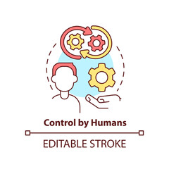Control by humans concept icon. Changing algorithm. Disadvantage of AI marketing abstract idea thin line illustration. Isolated outline drawing. Editable stroke. Arial, Myriad Pro-Bold fonts used
