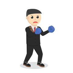 businessman boxer ready to fight design character on white background