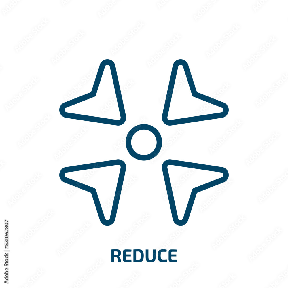Poster reduce icon from user interface collection. thin linear reduce, business, arrow outline icon isolate