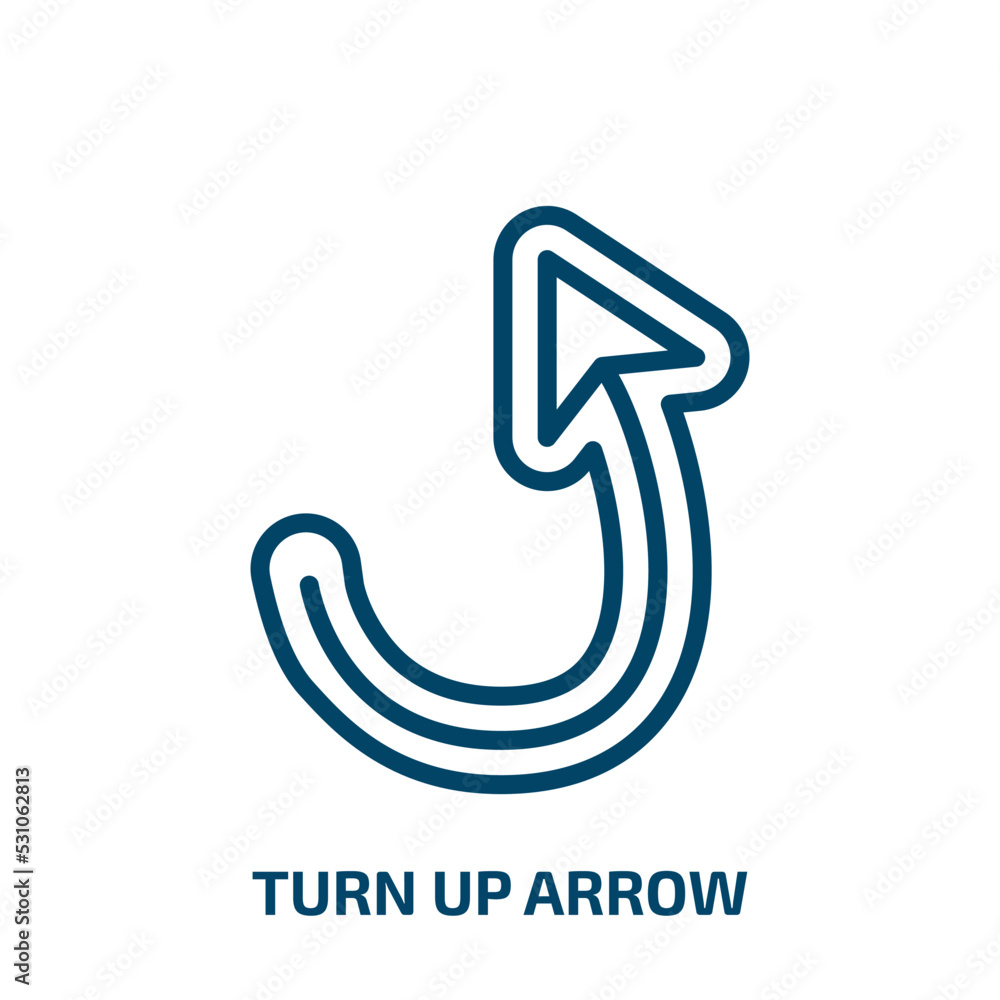 Poster turn up arrow icon from user interface collection. thin linear turn up arrow, arrow, up outline icon