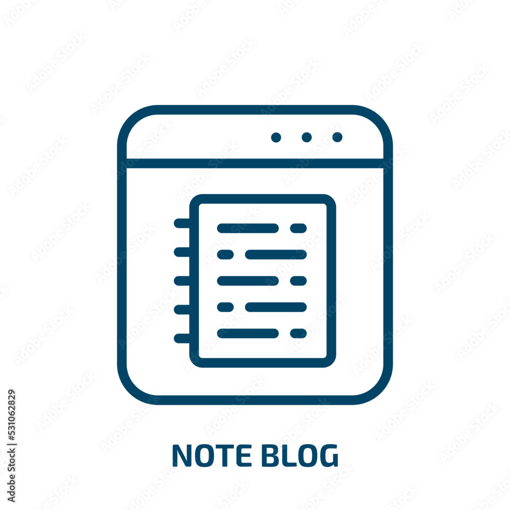 Aufkleber note blog icon from user interface collection. thin linear note blog, blog, note outline icon isolat