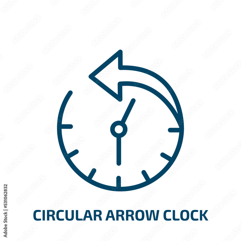 Poster circular arrow clock icon from user interface collection. thin linear circular arrow clock, clock, t