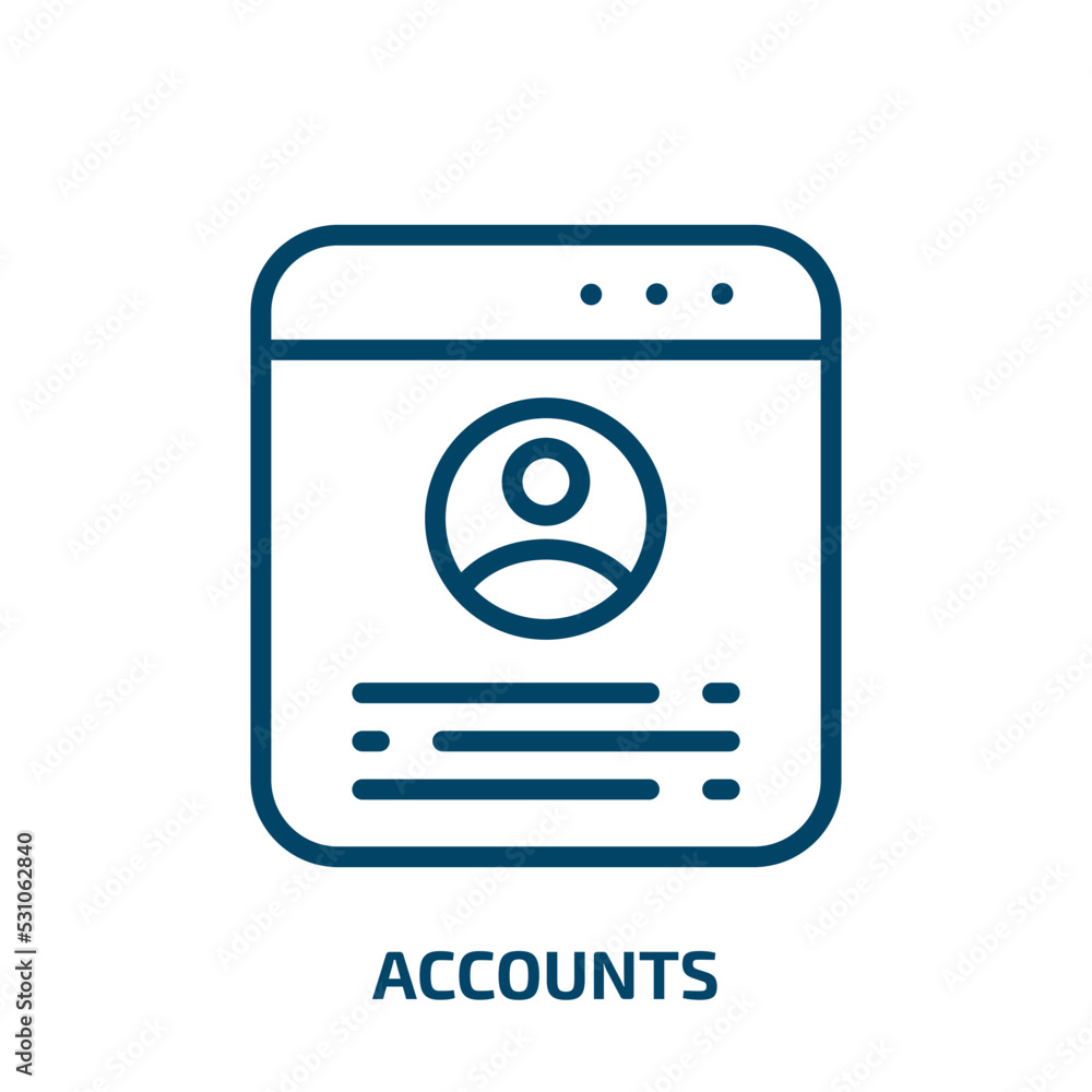 Poster accounts icon from user interface collection. thin linear accounts, account, business outline icon i
