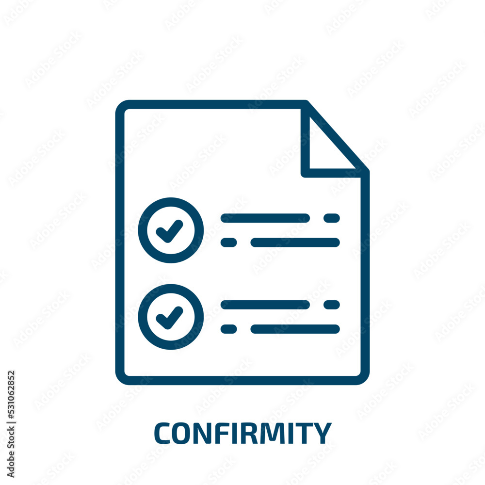 Poster confirmity icon from user interface collection. thin linear confirmity, check, mark outline icon iso