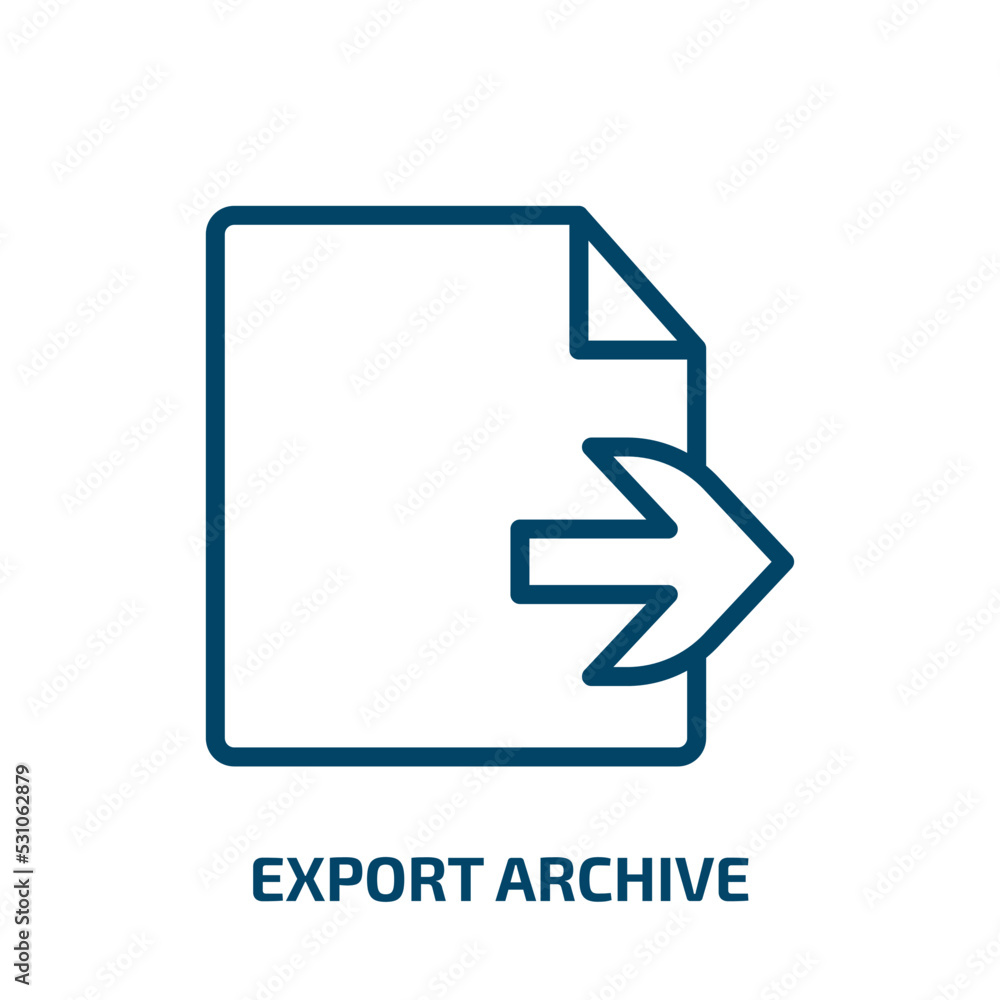 Poster export archive icon from user interface collection. Thin linear export archive, arrow, export outline icon isolated on white background. Line vector export archive sign, symbol for web and mobile