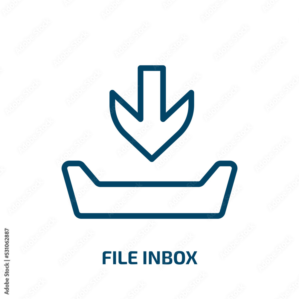 Poster file inbox icon from user interface collection. thin linear file inbox, inbox, download outline icon
