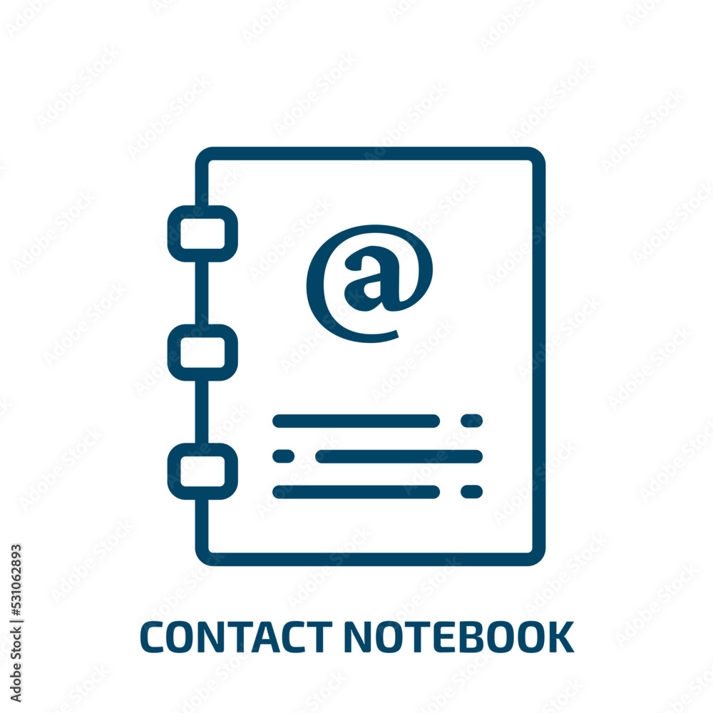 Poster contact notebook icon from user interface collection. thin linear contact notebook, mail, laptop out