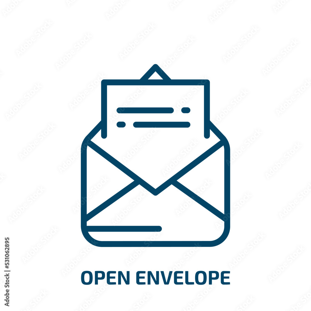 Poster open envelope icon from user interface collection. thin linear open envelope, send, internet outline
