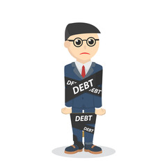 businessman bound debt design character on white background