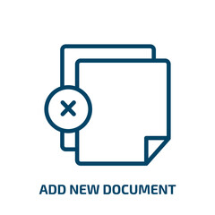 add new document icon from user interface collection. Thin linear add new document, document, file outline icon isolated on white background. Line vector add new document sign, symbol for web and