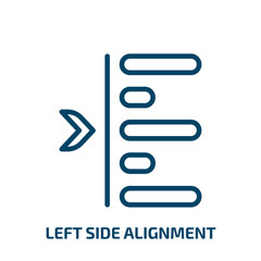 Fototapeta premium left side alignment icon from user interface collection. Thin linear left side alignment, left, align outline icon isolated on white background. Line vector left side alignment sign, symbol for web